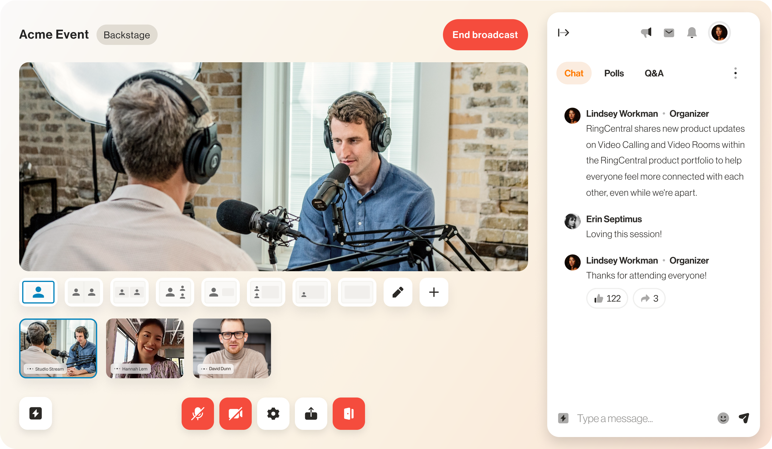 screenshot of RingCentral Events